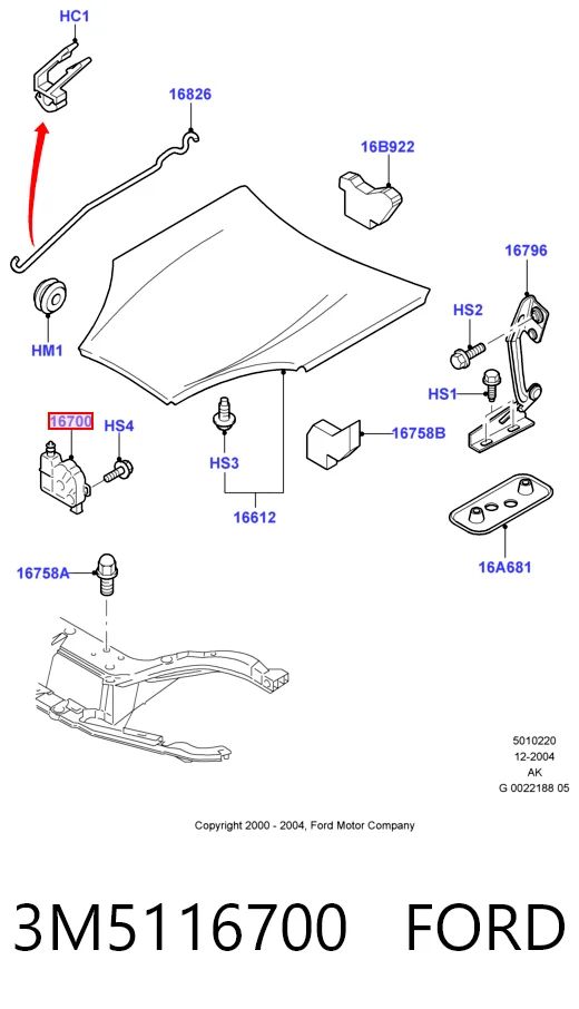 3M5116700 Ford Zamek maski