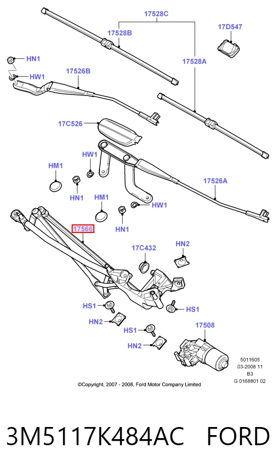 Do koszyka Mechanizm wycieraczek Ford C-Max  DM2