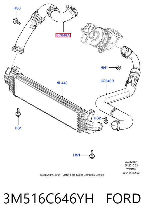 3M516C646YH Ford Przewód (króciec) intercoolera