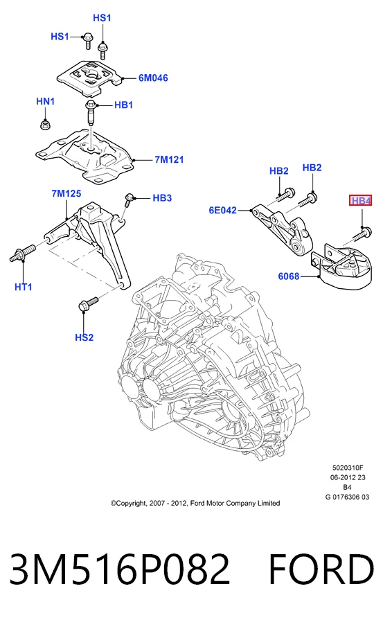 3M516P082 Ford Poduszka (podpora) silnika tylna