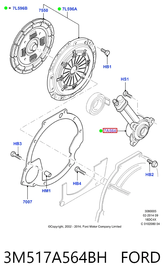 3M517A564BH Ford