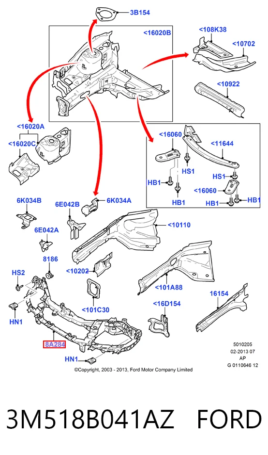 Do koszyka Osłona chłodnicy kompletna (panel mocowania reflektorów) Ford C-Max  DM2