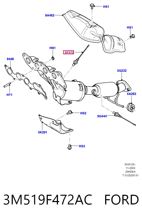 3M519F472AC Ford Sonda lambda czujnik tlenu po katalizatorze