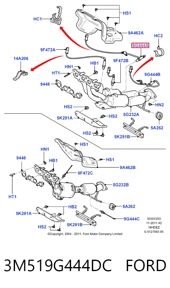3M519G444DC Ford Sonda lambda czujnik tlenu przed katalizatorem