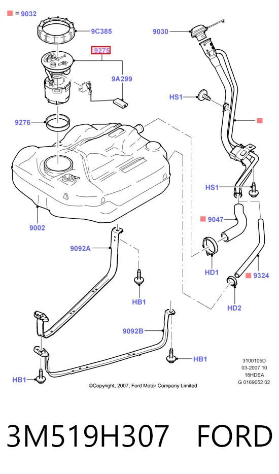 3M519H307 Ford Moduł pompy paliwowej z czujnikiem poziomu paliwa