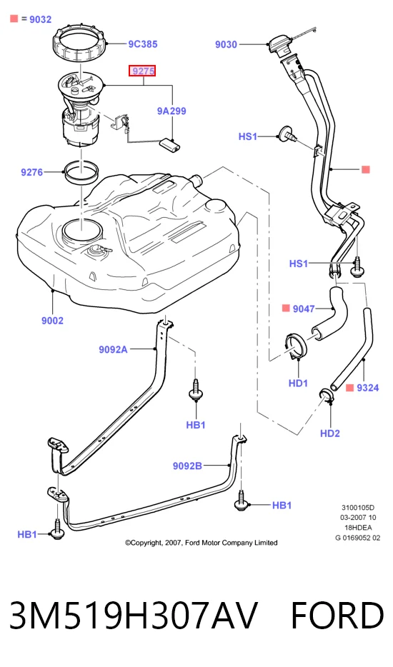 3M519H307AV Ford Moduł pompy paliwowej z czujnikiem poziomu paliwa