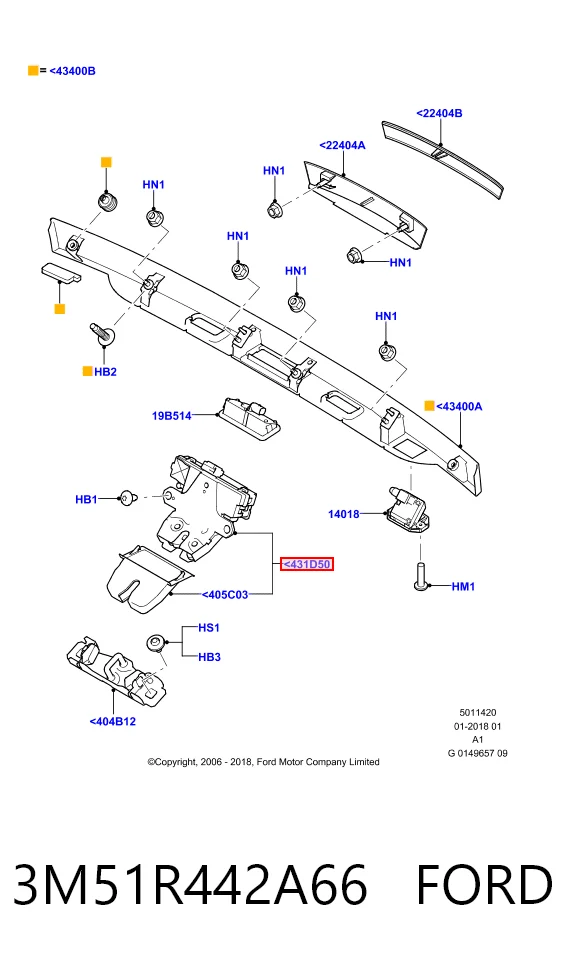 3M51R442A66 Ford Zamek klapy bagażnika (3/5 drzwi tylnych)
