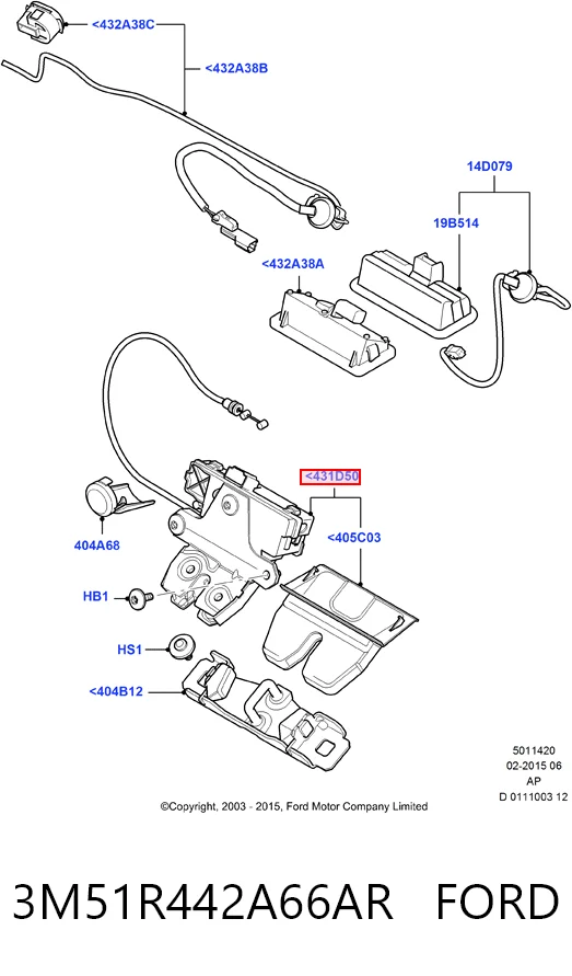 3M51R442A66AR Ford Zamek klapy bagażnika (3/5 drzwi tylnych)