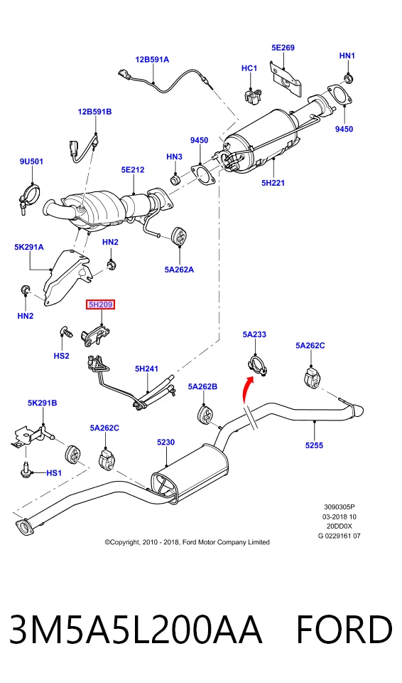 3M5A5L200AA Ford Czujnik ciśnienia spalin