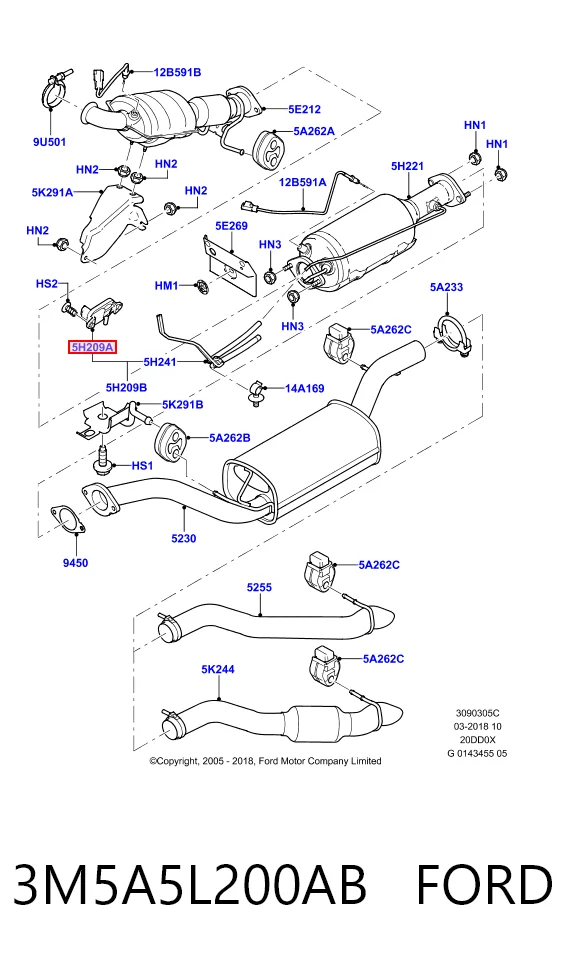 3M5A5L200AB Ford Czujnik ciśnienia spalin