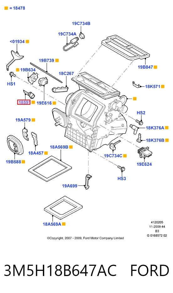 3M5H18B647AC Ford Rezystor wentylatora nagrzewnicy (ogrzewacza kabiny)