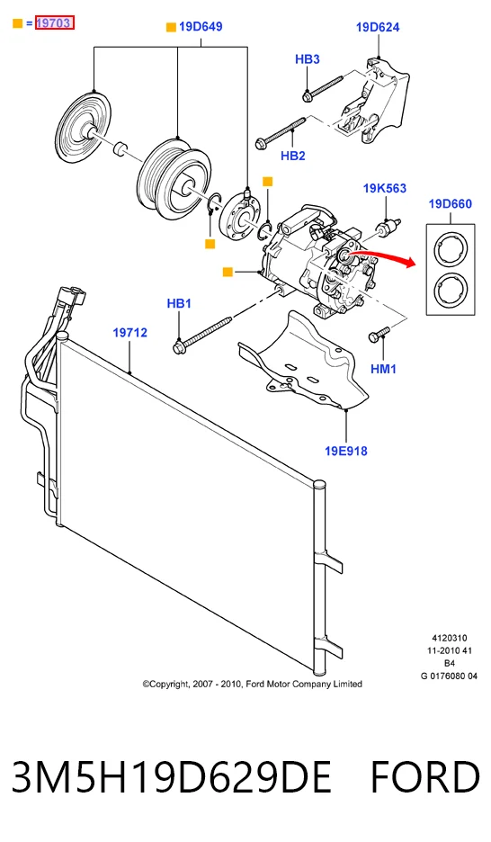 3M5H19D629DE Ford Sprężarka klimatyzacji