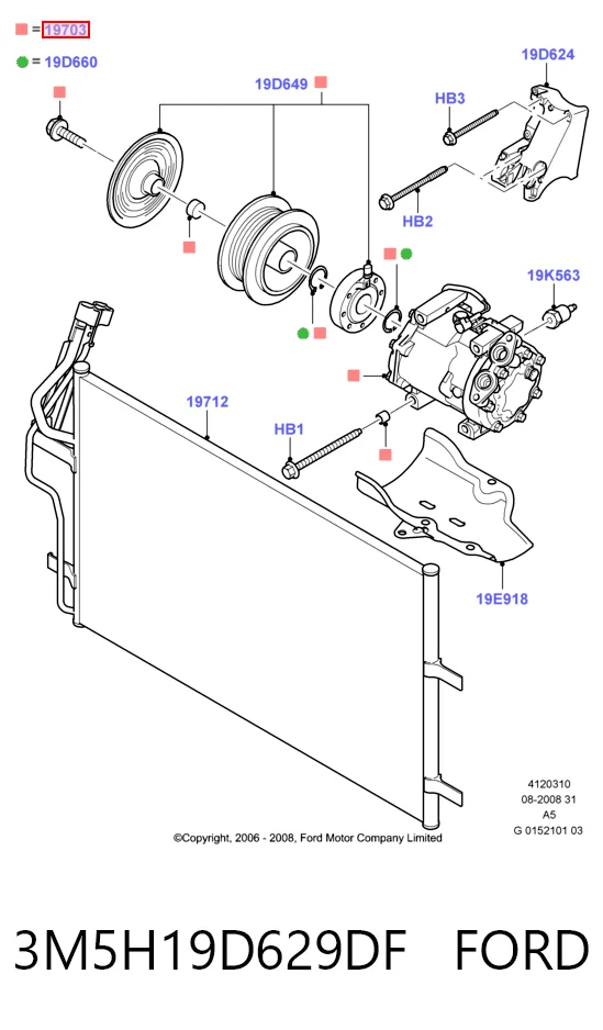 3M5H19D629DF Ford Sprężarka klimatyzacji