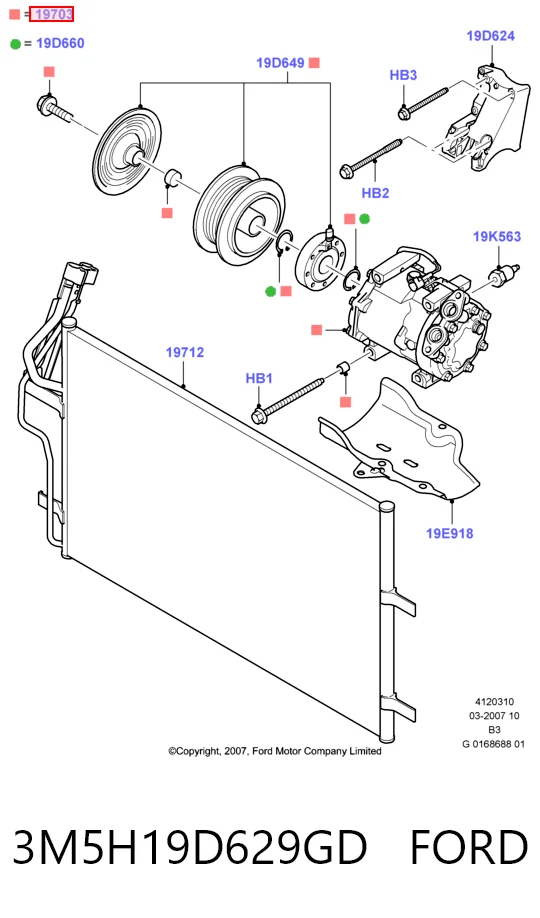 3M5H19D629GD Ford Sprężarka klimatyzacji