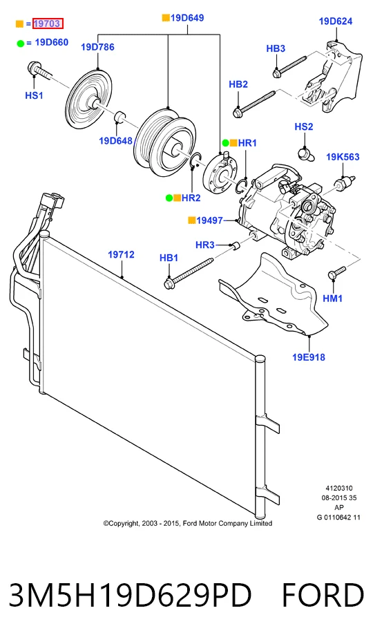 3M5H19D629PD Ford Sprężarka klimatyzacji
