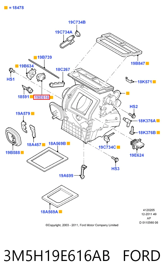 Do koszyka Silniczek klapy nagrzewnicy Ford Focus III CB8