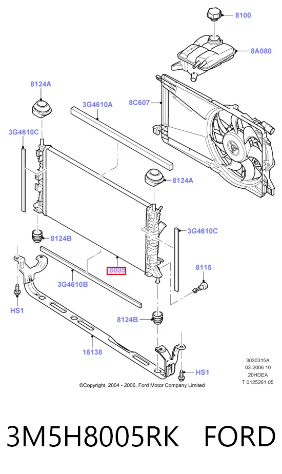 3M5H8005RK Ford Chłodnica silnika