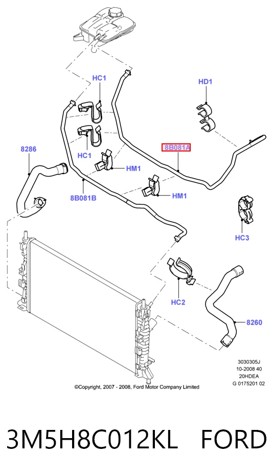 3M5H8C012KL Ford Przewód (króciec) układu chłodzenia