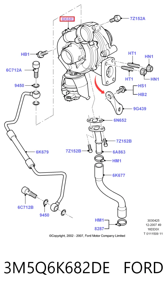 3M5Q6K682DE Ford Turbina