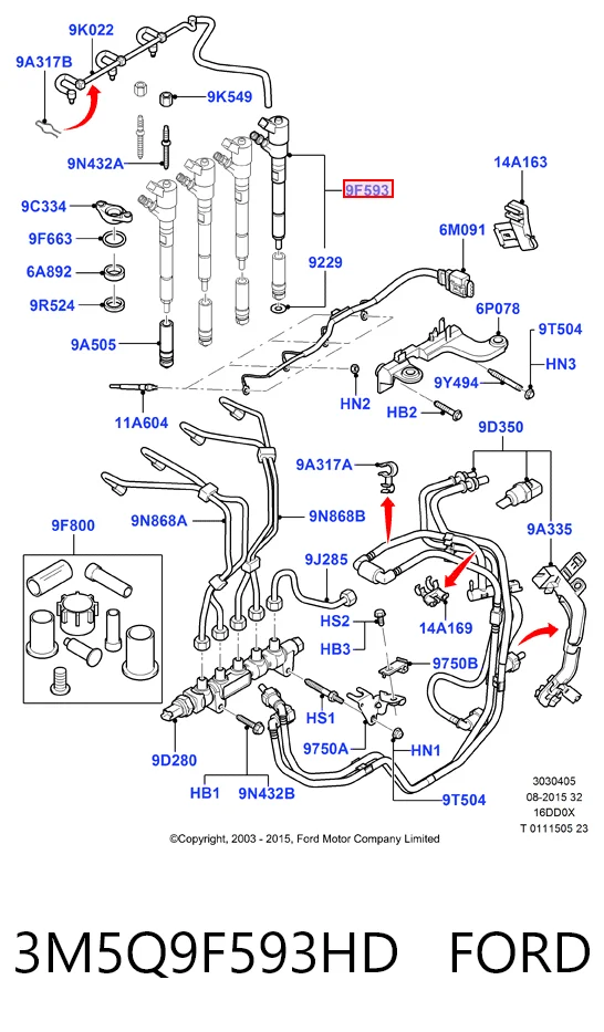 3M5Q9F593HD Ford Wtryskiwacz paliwa