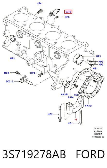 3S719278AB Ford Czujnik ciśnienia oleju