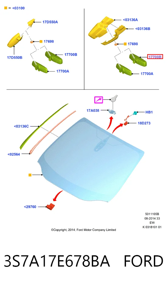 Lusterko wewnętrzne do Ford Mondeo III B4Y