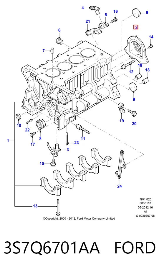 3S7Q6701AA Ford Uszczelniacz wału korbowego silnika tylny