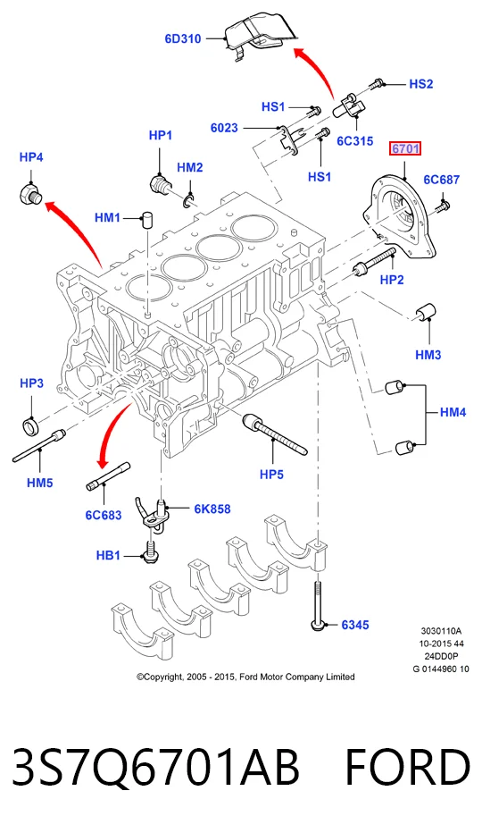 3S7Q6701AB Ford Uszczelniacz wału korbowego silnika tylny