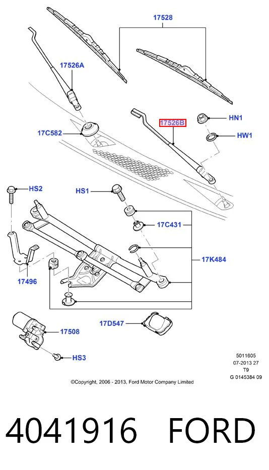 Ramię wycieraczki szyby przedniej do Ford Transit VI V347/8