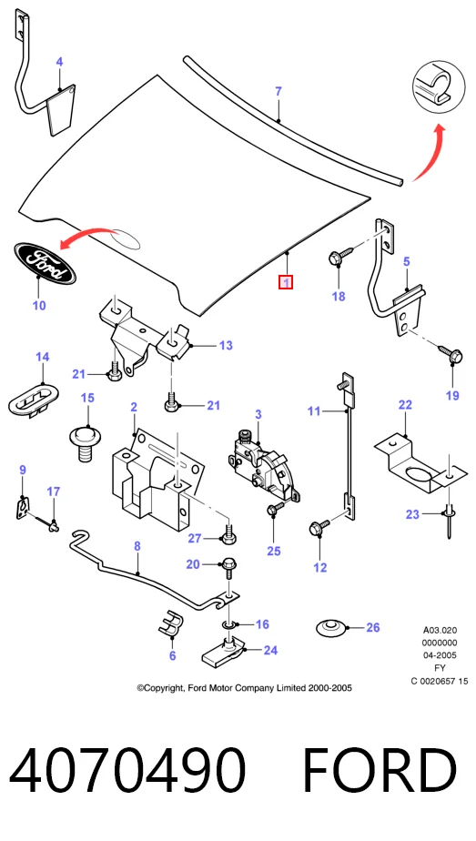 Do koszyka Maska silnika Ford Transit V V184/5