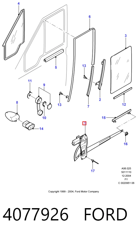 4077926 Ford Mechanizm podnoszenia szyby drzwi przednich lewych