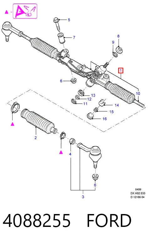 Do koszyka Listwa kierownicza (maglownica) Ford Fiesta Mk4 JAS, JBS
