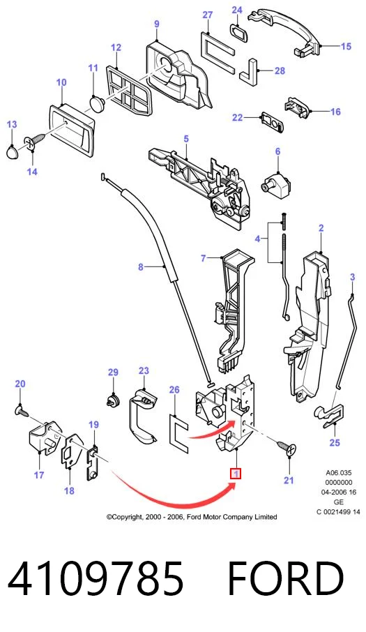 Zamek drzwi przednich prawych do Ford Mondeo III B4Y