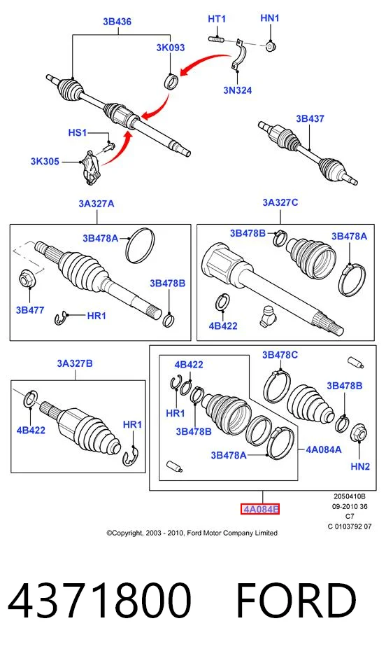 4371800 Ford Osłona przegubu homokinetycznego półosi przedniej wewnętrzna