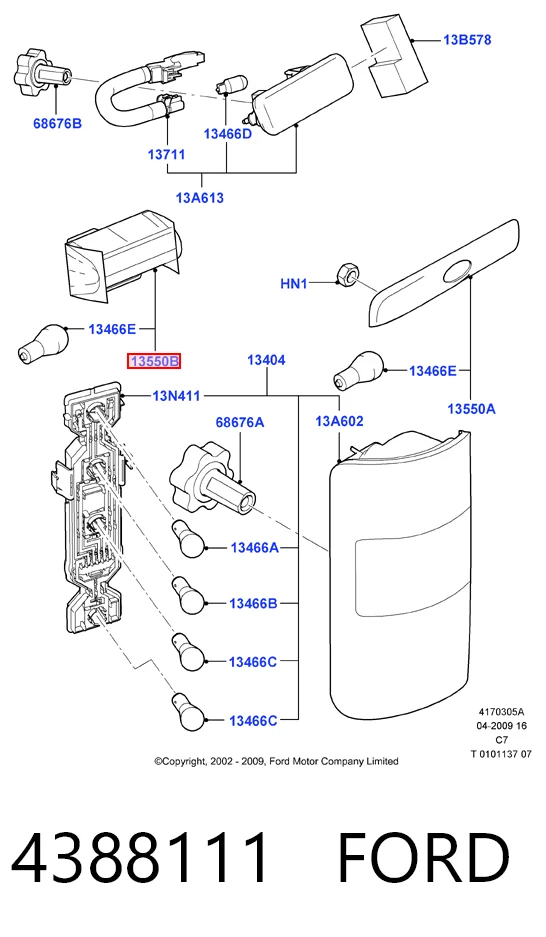 4388111 Ford Lampa oświetlenia tylnej tablicy rejestracyjnej