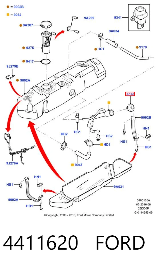 4411620 Ford Korek wlewu paliwa