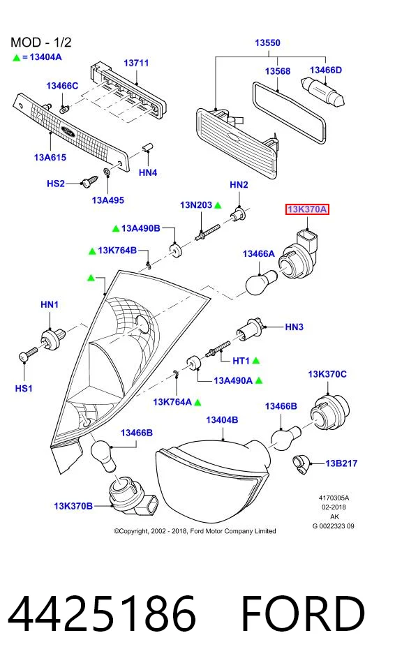 4425186 Ford Gniazdo lampy zespolonej tylnej