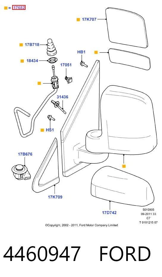 4460947 Ford Lusterko wsteczne prawe