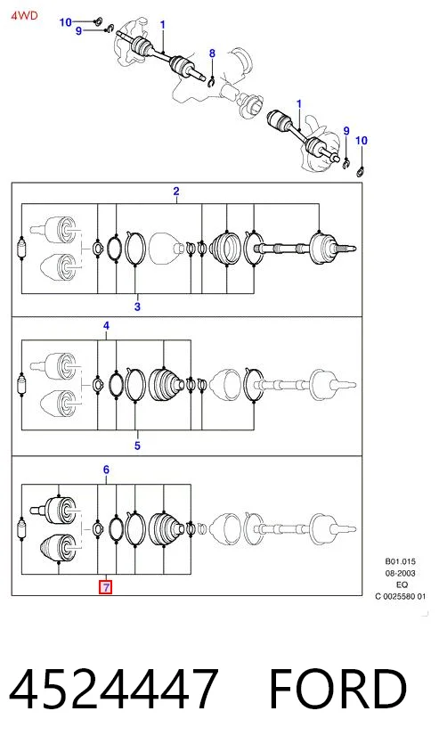 4524447 Ford Przegub homokinetyczny wewnętrzny przedni lewy