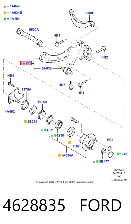 4628835 Ford Wahacz (drążek) zawieszenia tylnego podłużny dolny lewy