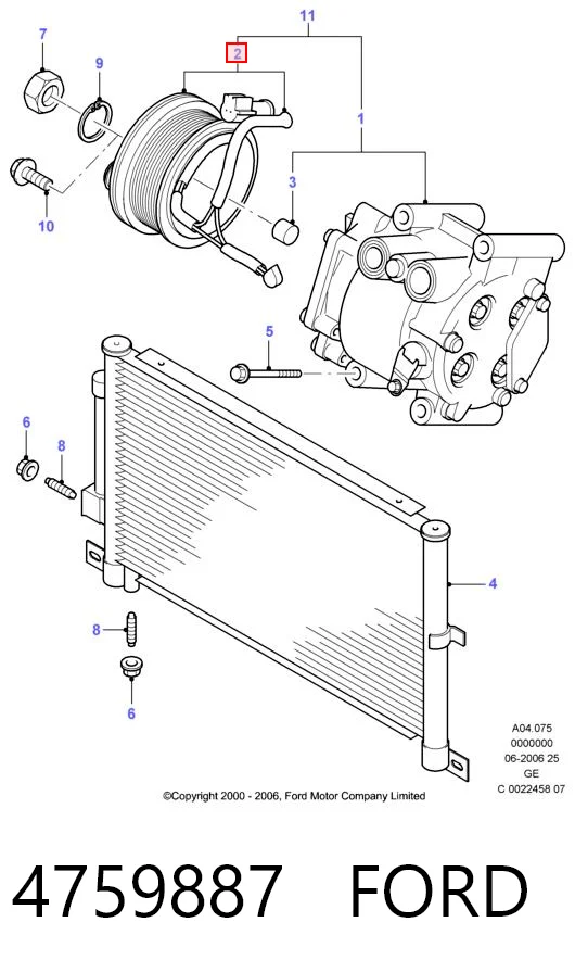 4759887 Ford Koło pasowe sprężarki klimatyzacji