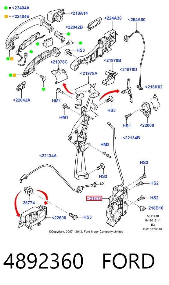 4892360 Ford Zamek drzwi przednich prawych
