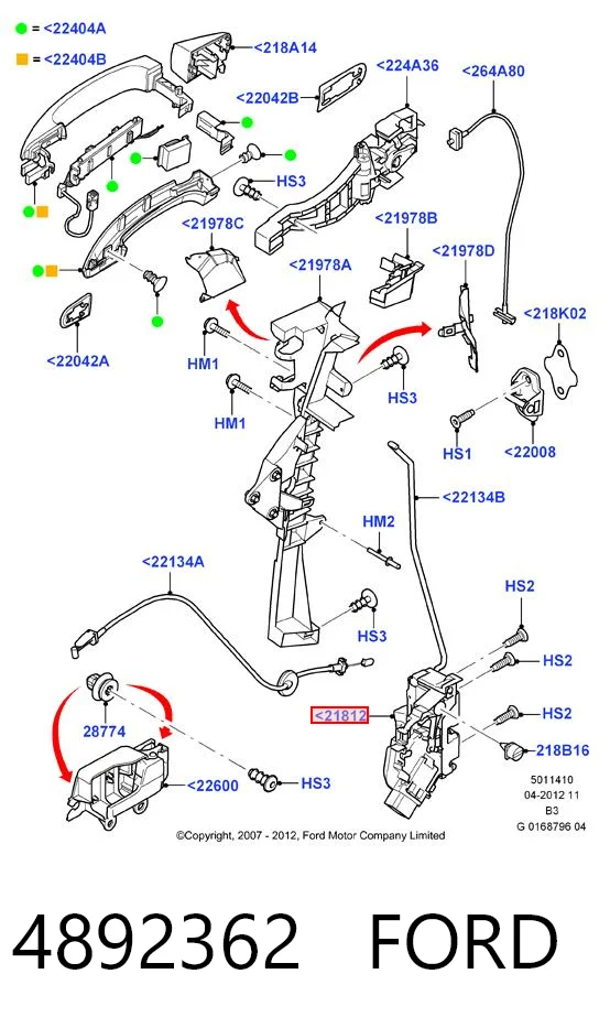 4892362 Ford Zamek drzwi przednich lewych