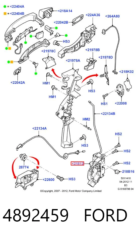 4892459 Ford Zamek drzwi przednich lewych