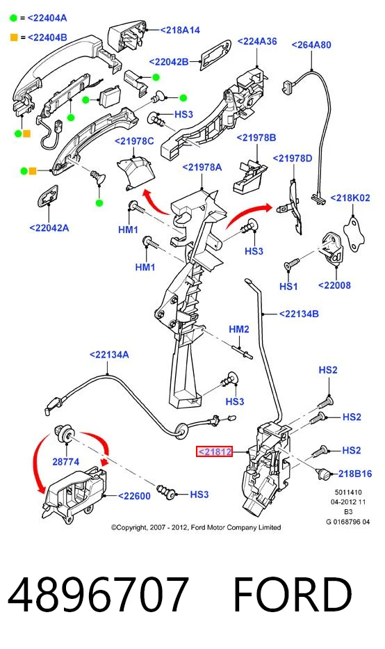 4896707 Ford Zamek drzwi przednich lewych