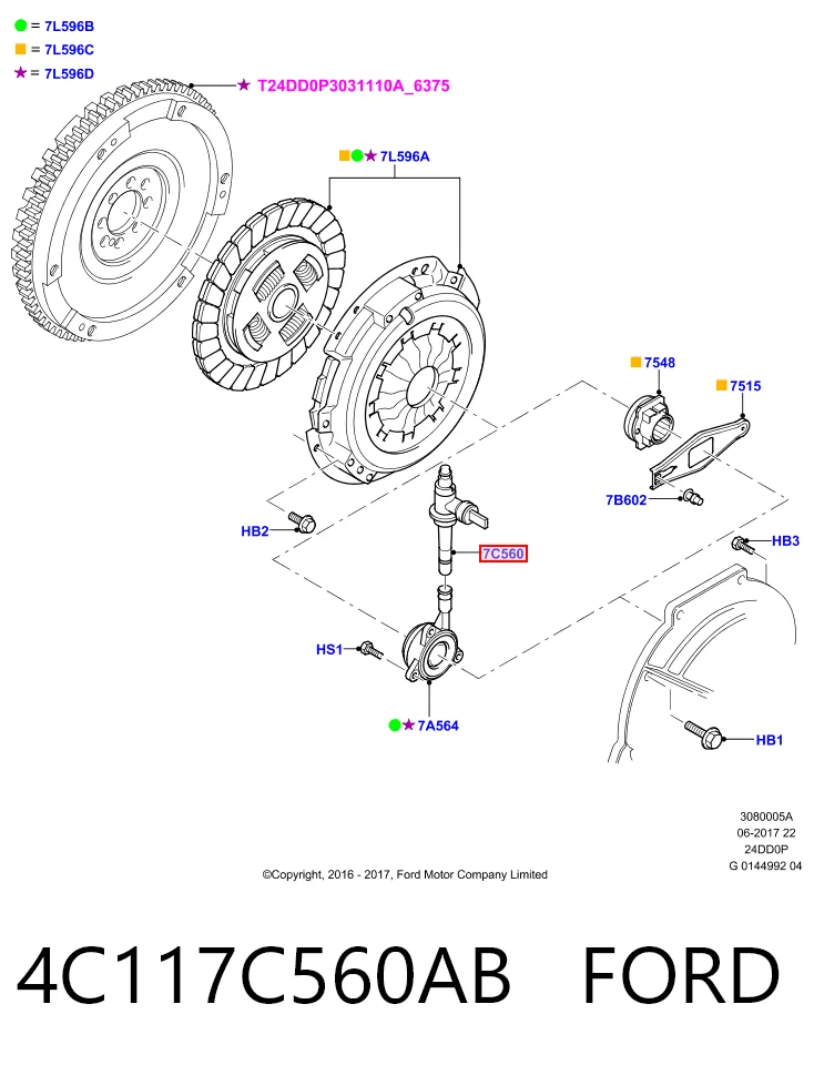 4C117C560AB Ford Przewód sprzęgła