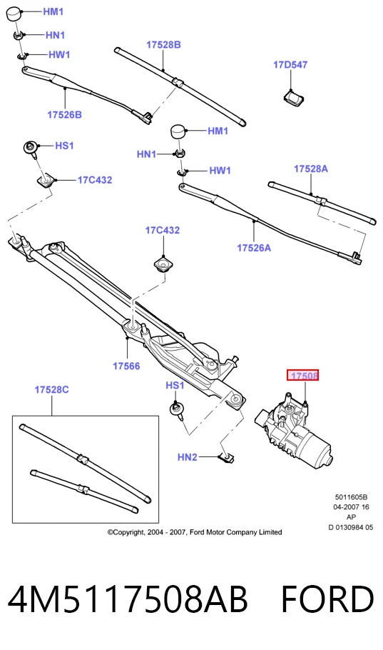 4M5117508AB Ford Silniczek wycieraczki szyby przedniej