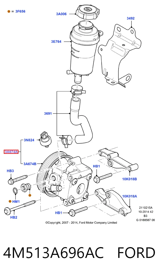4M513A696AC Ford Pompa wspomagania hydraulicznego kierownicy