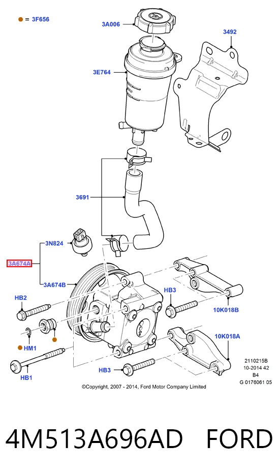 4M513A696AD Ford Pompa wspomagania hydraulicznego kierownicy