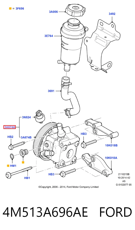 4M513A696AE Ford Pompa wspomagania hydraulicznego kierownicy